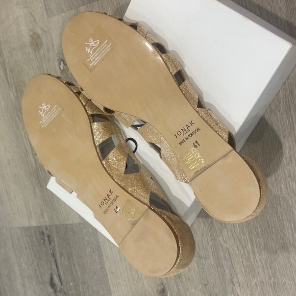 NIB Jonak Paris Deray Ballet Flats in Gold Leather Women’s Size EU 41 (US 10) - Picture 8 of 10